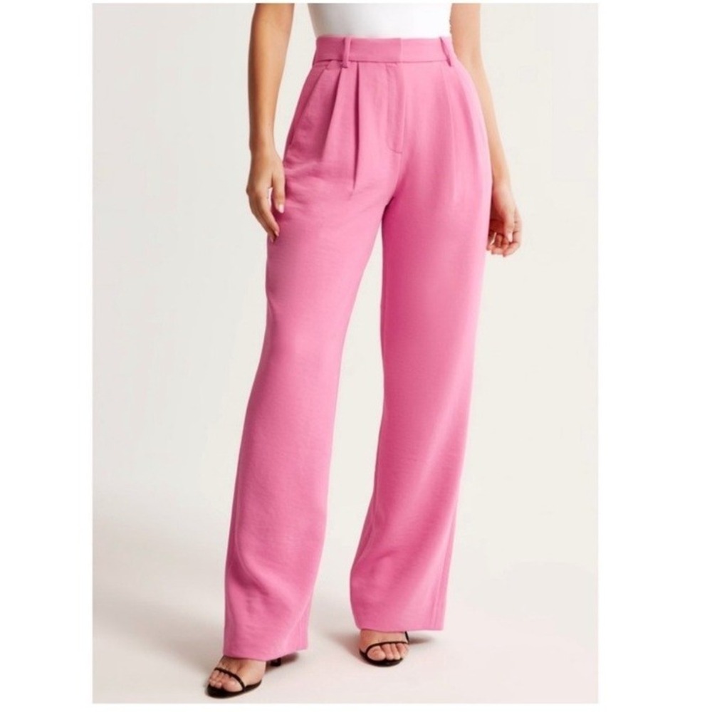 Abercrombie & Fitch Pink Sloane Tailored Wide Leg Pants Size 32 14 Regular